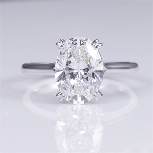 Anillo de diamantes ovalados de oro blanco de 14 quilates Messi Jewelry MSR-1480 para mujer - Product Image 1