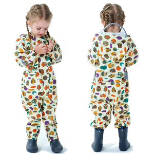 Venta al por mayor de poliéster impermeable de una pieza impermeable para niños niñas traje de lluvia monos con capucha para Tours - Product Image 1