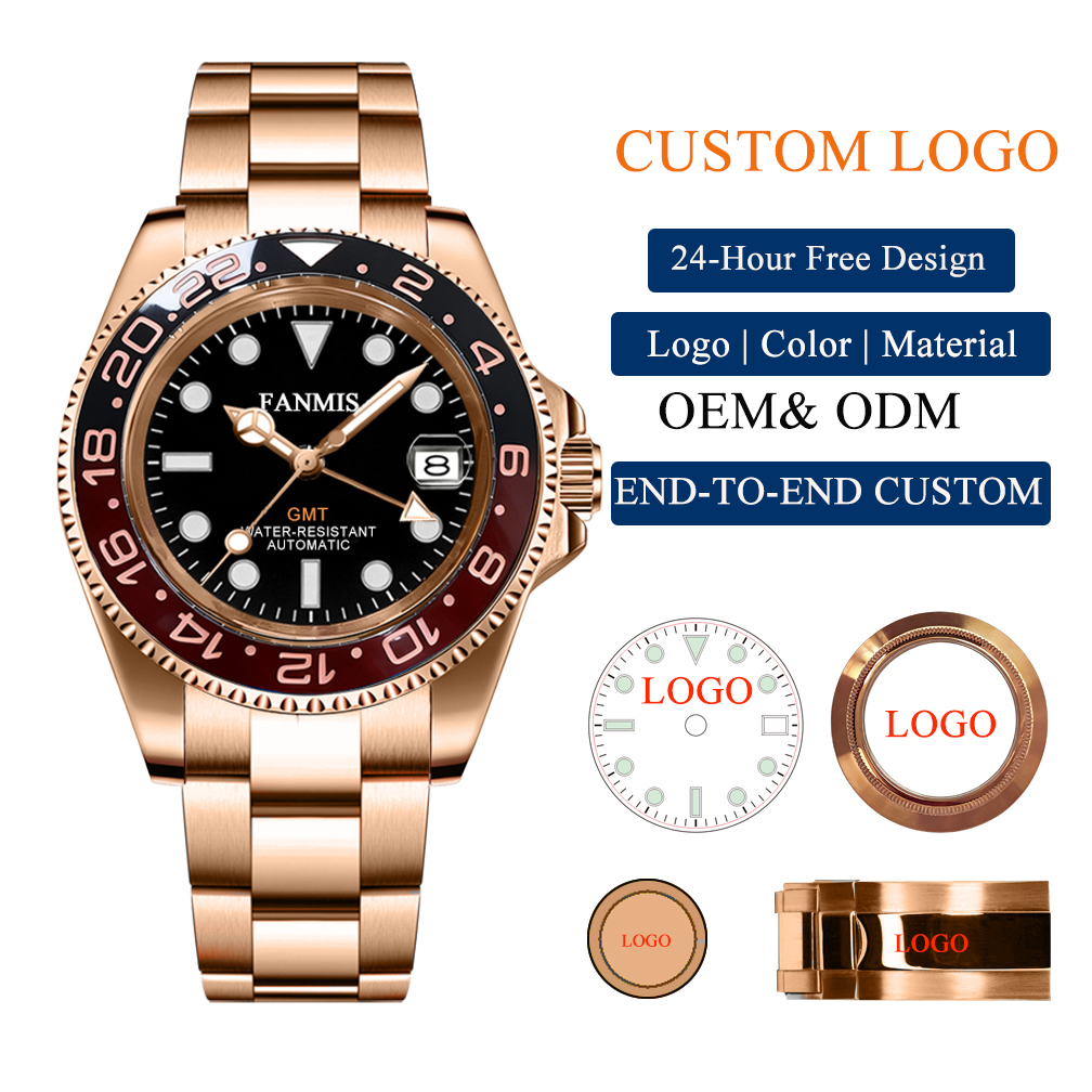 Men Mechanical Automatic Watch Waterproof Luxury Gold Custom Logo Wrist Watch 5833 Oem Supplier