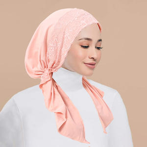 Nouveau chapeau incurvé en dentelle pour femme au printemps et en automne Casquette <span class=keywords><strong>Hijab</strong></span> douce et respirante <span class=keywords><strong>avec</strong></span> deux queues - Product Image 4