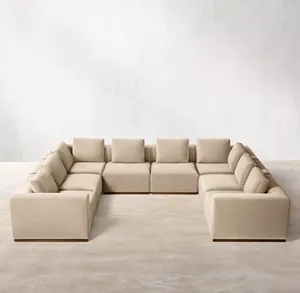 Modüler modüler kanepe U kesit özel renk ev iç mekan mobilyası ahşap taban 8 koltuk oturma odası kanepeleri