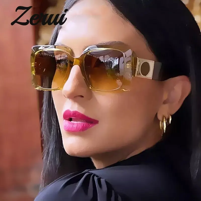 Gafas de sol cuadradas de marca de lujo para mujer, lentes de sol cuadradas marrones transparentes, elegantes, con gradiente Vintage, a la moda, sombra de leopardo negro