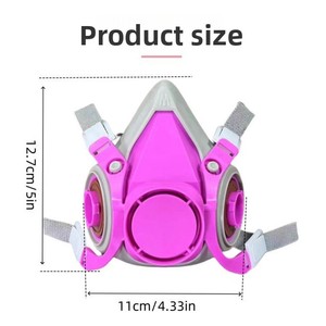 Demi-masque respiratoire avec filtre en gel de silice liquide rose <span class=keywords><strong>pour</strong></span> peinture en aérosol, pesticides, poussière, produits chimiques, décoration et lutte contre l'incendie - Product Image 2