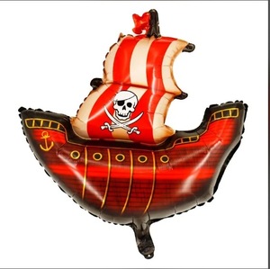 Cartone animato di squalo corsaro Film di alluminio animale palloncino 18 pollici rotondo pirata compleanno natale nuovo anno <span class=keywords><strong>festa</strong></span> decorazione all'ingrosso - Product Image 4