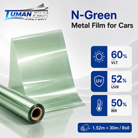 Film de protection solaire réfléchissant vert Tuman pour vitres de voiture, livraison rapide, 52% UVR 50% IRR, rouleau de 1,52m x 30m, en stock, vente en gros