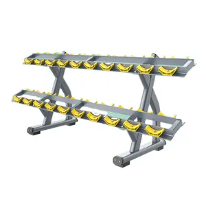 Support de rangement durable en acier à deux niveaux pour haltères et équipements de fitness, avec logo personnalisé pour usage intérieur - Product Image 1