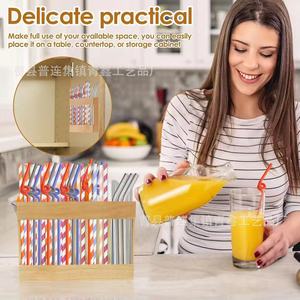 Estante de Pared de Madera para Pajitas, 1 Nivel, con Ventosa, Organizador de Cocina, Estante de Almacenamiento para Uso en Encimeras del Hogar - Product Image 4