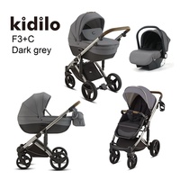 Kidilo Poussette haute trois-en-un pour nouveau-né Léger bidirectionnel pliable avec amortisseur Double panier