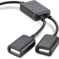 C OTG USB erkek çift 2.0 kadın OTG şarj 2 bağlantı noktası HUB kablosu Y Splitter