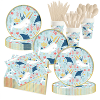 Articles de fête sur le thème de l'océan DAMAI, assiettes en papier, serviettes, vaisselle, décorations de table sur le thème des créatures sous-marines, anniversaire, baby shower, jetables