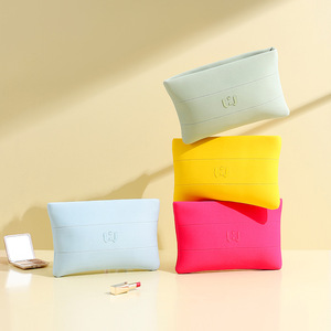 Sac à cosmétiques de grande capacité, fermeture à glissière en forme de U, multifonctionnel, Portable, pliable, écologique, couleur unie, rangement pour maquillage - Product Image 1