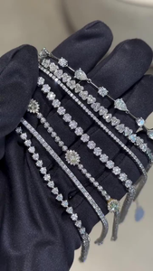 กำไลข้อมือเพชร VVS VS แบบสั่งทำพิเศษ รูปทรงหลากหลาย หัวใจ ทรงหยดน้ำ ทอง 14K 18K เงินแท้ 925 สำหรับเครื่องประดับหรูหราที่ได้รับการรับรอง - Product Image 2