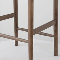 Tabouret de bar haut en bois de frêne massif, design corne tressée en corde, style nordique simple et vintage, pour salle à manger et bar à domicile