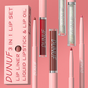 DUNUF 3 en 1 Brillo Labial Mate, Delineador de Labios, Aceite Labial Hidratante Transparente, Set de Cosméticos, Impermeable, Larga Duración, Brillo Labial con Espejo - Product Image 3