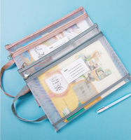 Bolsa Organizadora de Documentos A4 de Nailon Transparente con Asa, Bolsillo, Doble Capa y Gran Capacidad