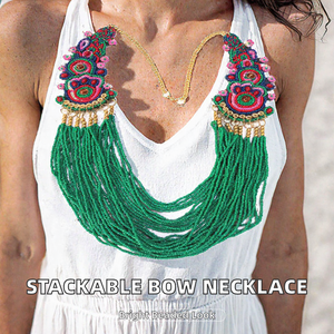 BEST / Collier multicolore à perles, pendentif en fil multicouche, chaîne pour femme, cadeau de fête, bijoux - Product Image 2
