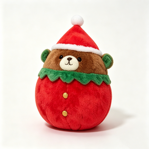 Custom Halloween <b>Egg</b> Shaped Bear Plush Santa with Hat Round Roly Poly Stuffed Plush <b>Toy</b> PP Cotton Filling Unisex - Product Image 1