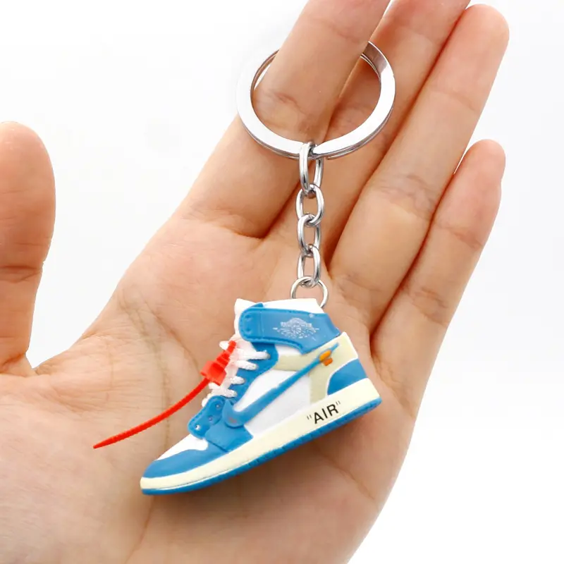 Wholesale Custom 3D Plastic PVC Rubber Mini Sneaker Shoe Keychain Sport Basketball sneaker key chain