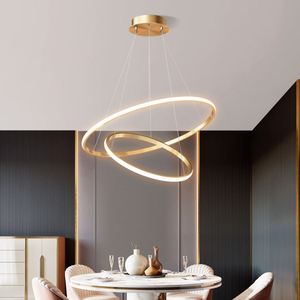 Trần cao sang trọng Đèn chùm đám cưới lớn dài đèn khách sạn biệt thự vàng LED treo đèn trần vòng hiện đại đèn chùm - Product Image 2