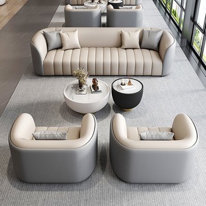 Conjunto de Sofás Modernos de Lujo para Recepción de Oficina con Mesa de Centro - Muebles Comerciales para Salón de Belleza, Oficina de Venta de Inmobiliarias - Product Image 1