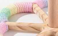 Perchoir en bois pour oiseaux Rainbow Flower, 20 cm, base à six pétales en corde de coton, pour perruches et calopsites