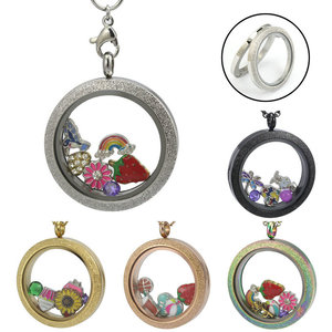 זהב עגול DIY קסם שרשרת תליוני פתיח נירוסטה הזכוכית צף תליון תליון - Product Image 4