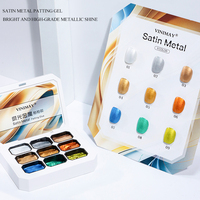 VINIMAY Paleta de 9 Colores Metálicos para Arte de Uñas Diseños en Gel para Salón Esmalte en Gel de Transferencia Gel de Relieve Kit de Pintura de Uñas para Mezclar y Combinar