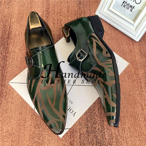 Nouvelles Chaussures Oxford pour Hommes en Cuir Véritable Brillant, à Bout Pointu, à Enfiler, Montantes, à Fermeture à Boutons-Pression, Formelles, Élégantes et Gravées, pour le Bureau et la Carrière - Product Image 1