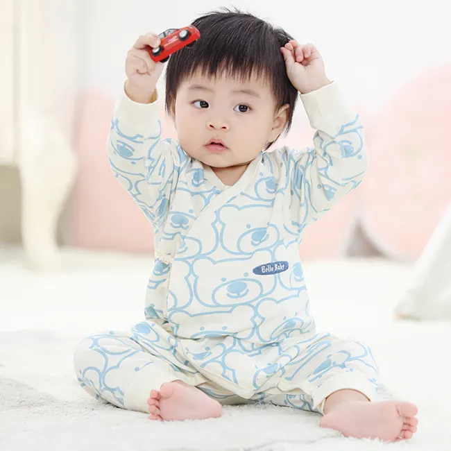 Baby onesie spring and summer pure cotton long-sleeved baby pajamas