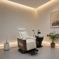 Sillón de Lavado de Cabello Eléctrico con Masaje, Mueble de Salón de Belleza y Spa, Terapia de Agua para la Cabeza, Silla de Lavado con LED para Barbería y Spa