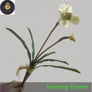 มาใหม่ประดิษฐ์กล้วยไม้เทพธิดารองเท้าแตะดอกไม้จําลอง 2 หัว <span class=keywords><strong>Paphiopedilum</strong></span> - Product Image 2