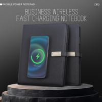 Bloc-notes en cuir Alibaba, powerbank, bloc-notes intelligent, bloc-notes à charge sans fil
