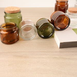 Handmade Glass Candle Jar Empty 100ml Heat Resistant Glass Vessels Candle Jars With <strong>Cork</strong> <strong>Lids</strong> for Candles