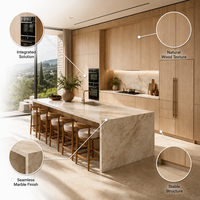 Gabinetes de Cocina Modernos con Aspecto de Madera KEJIA, con Isla Central, Gabinetes de Pared, Gabinetes Bajos y Almacenamiento Alto para Cocinas Residenciales