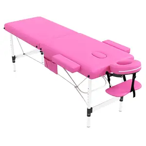 2024 Pink Aluminum Memory Sponge Massage Bed PU Leather Hydrotherapy Bed 20 Fold Portable Eyelash Facial Tattoo Salon Bed