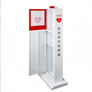 Gabinete Metálico AED de Montaje en Suelo, Blanco y Rojo, para Uso Hospitalario, Diseño Minimalista - Product Image 3