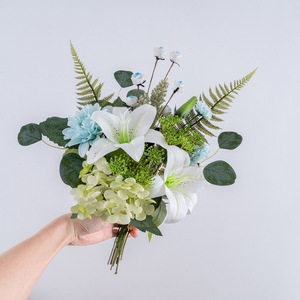 Fabricant de fleurs artificielles, bouquet décoratif d'hortensias et de lys, en plastique souple PVC, pour la décoration de la maison et les mariages, CF02011 - Product Image 3