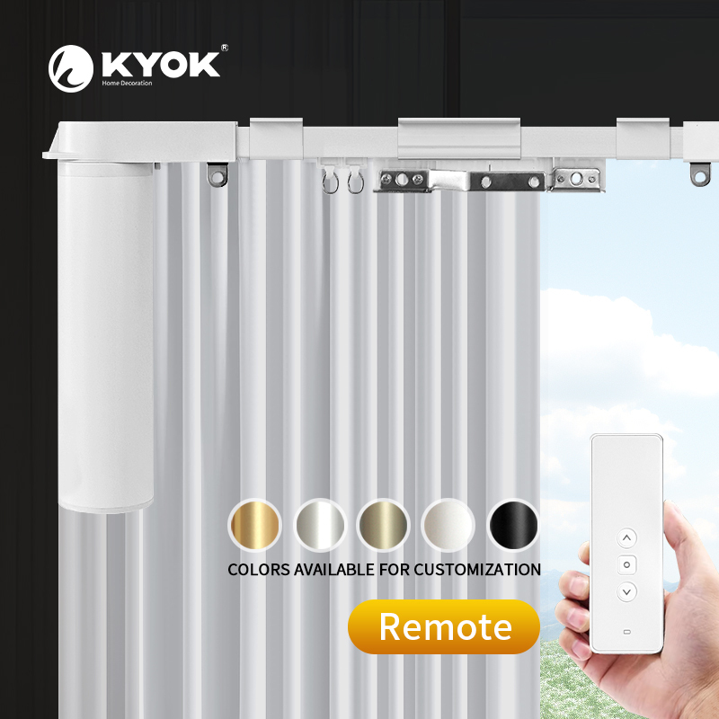 KYOK Modern Curtain Rod Wifi Control Remote Control Motorised Splicing Track Curtain Tracks With Remote Control