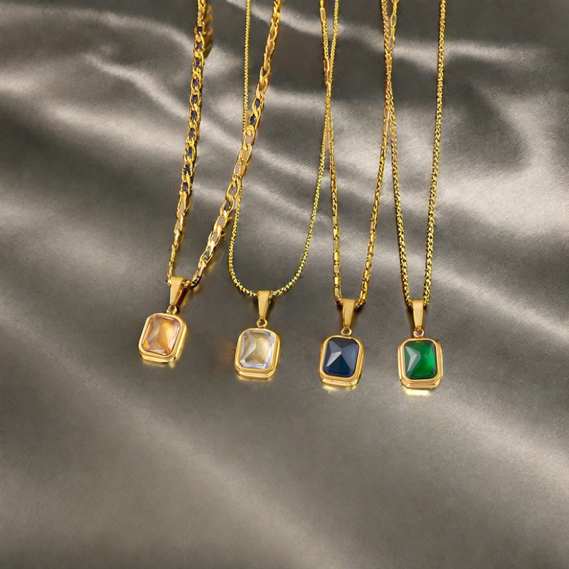 CAIOOCHE Blue Zircon Gold Shell Necklace