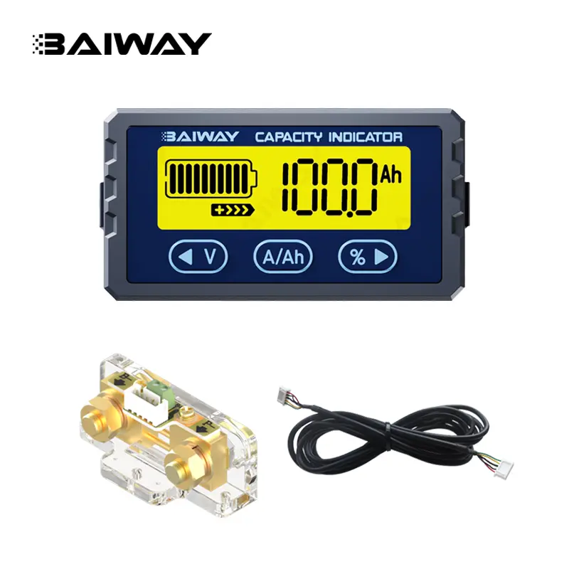 Baiway penguji kapasitas pengisi daya baterai Lithium asam timbal Digital pemantau meter coulomb baterai lcd TY23 8-80v 100A