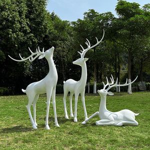 Cervo astratto fiore di prugna in fibra di vetro ecologico natale all'aperto grande scultura giardino ornamento paesaggio cervo bianco - Product Image 3