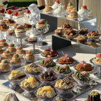 Support de présentation de desserts en miroir argenté, acrylique, pour événements, mariages, tables de réception
