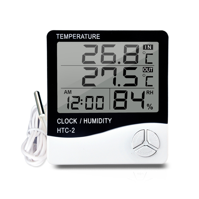 HTC-2 Indoor Outdoor Hygrometer Large Digital Thermometer Electronic Lcd Indoor Outdoor Temperature and Humidity Meter