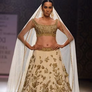 ATIYA LIBAS Lehenga Choli de mujer India/paquistaní tradicional con material de acetato bordado Zardozi pesado para bodas - Product Image 4