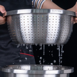 Stainless Steel Basin Bowl Metal1mm Silver Stainless Steel Basin <strong>Encryption</strong> 201stainless Stainless Steel Colander Basket Drain - Product Image 5