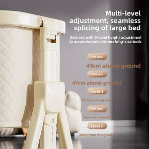 Aluminum Alloy Contemporary <strong>Bedside</strong> Baby <strong>Crib</strong> with <strong>Fitted</strong> <strong>Sheets</strong> for Newborns Bedroom &amp; Hospital Use - Product Image 6