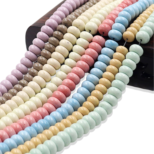 4*8mm Abacus Shape Oxidized Stone Beads Earthy Macaron Color Series Loose Beads Spacers for Designer Jewelry Making Pro