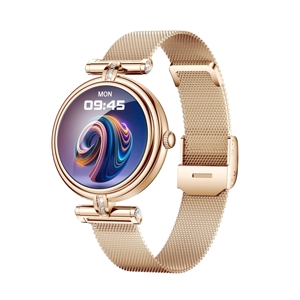 Montre connectée de luxe pour femme Drioshipping, écran 1,09 pouce, surveillance de la santé, appels Bluetooth, étanche IP68, acier, silicone, métal - Product Image 2