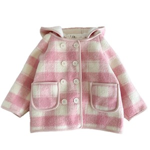 Child Star Circle Girls <b>Coat</b> Pink Checkered Hooded Thick Fleece <b>Lined</b> Winter Outwear - Product Image 5