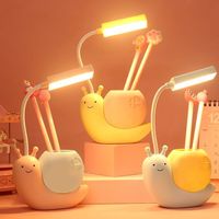 Lampe de bureau LED créative pour l'apprentissage, protection oculaire, chargement USB, design escargot - Couleur chaude pour enfants de maternelle, petit cadeau